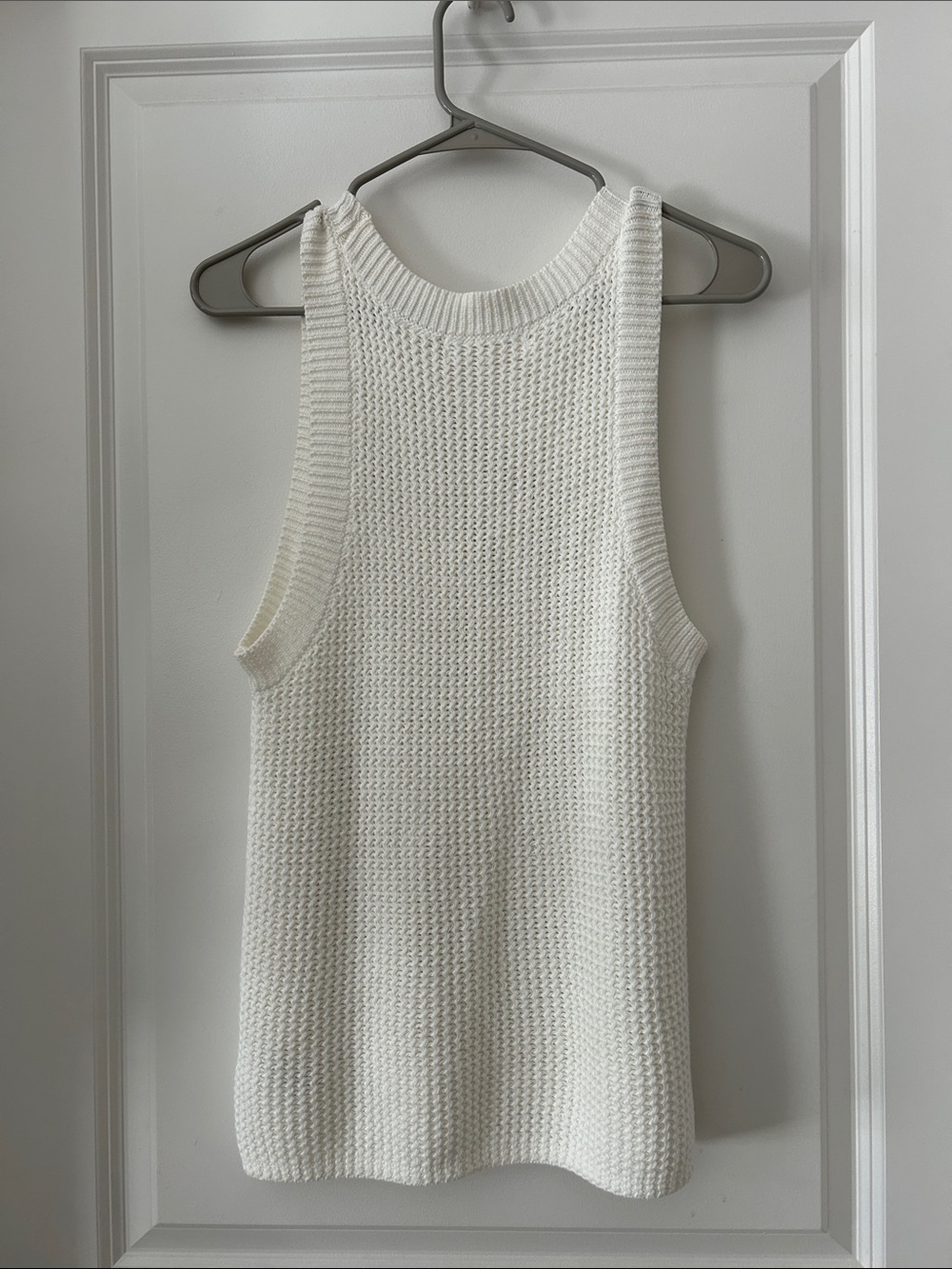 Anthropologie Cotton White Knit Racerback Tank